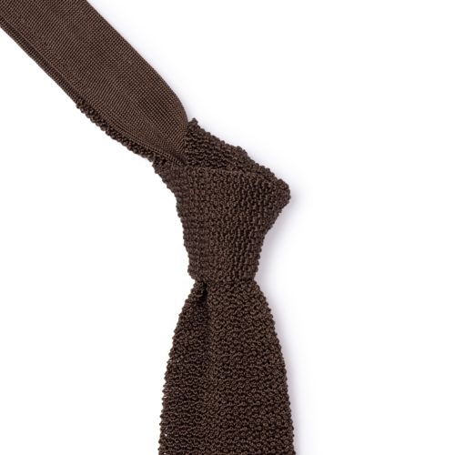 Brown Silk Knitted Tie
