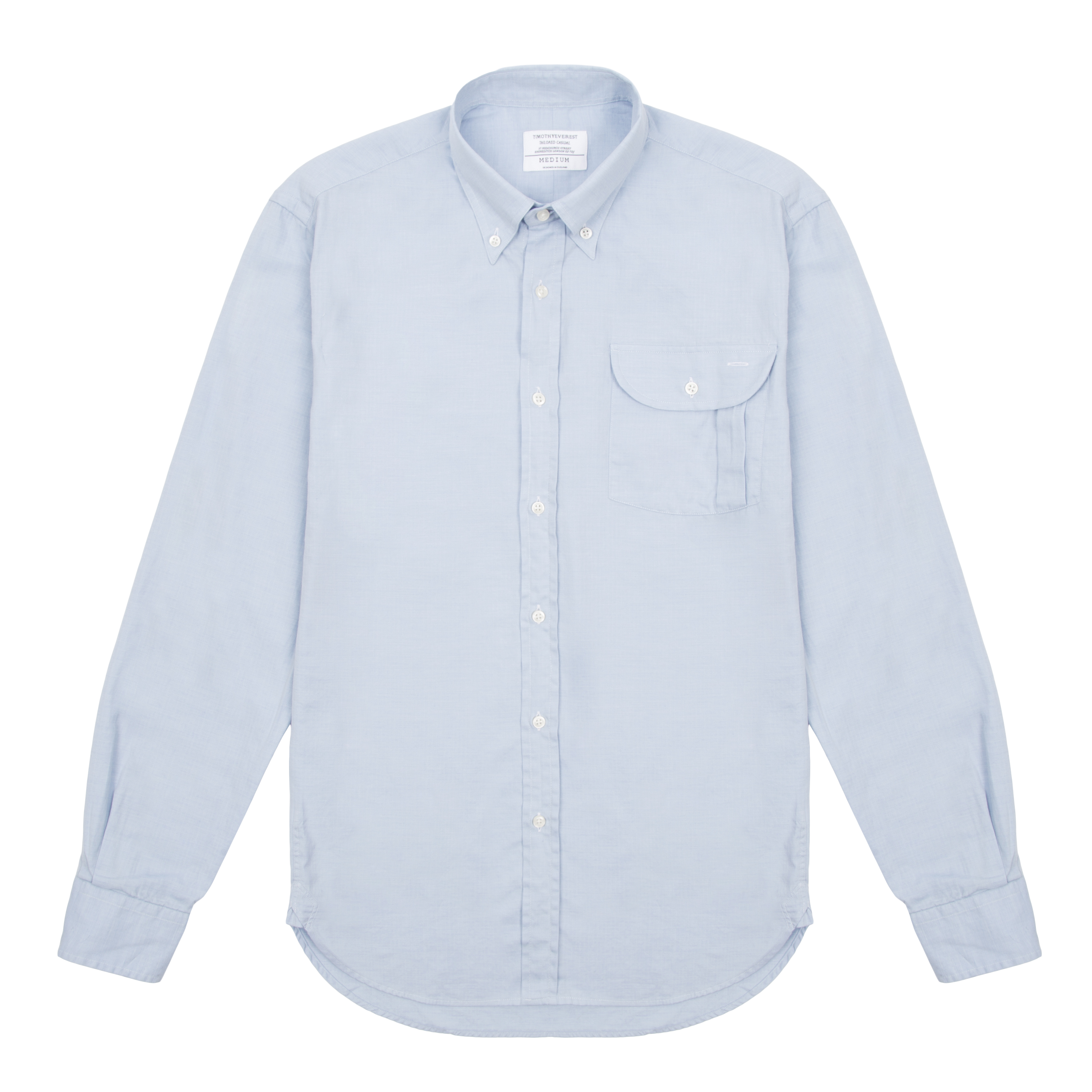 Light Blue Micro Herringbone Pen Pocket Shirt