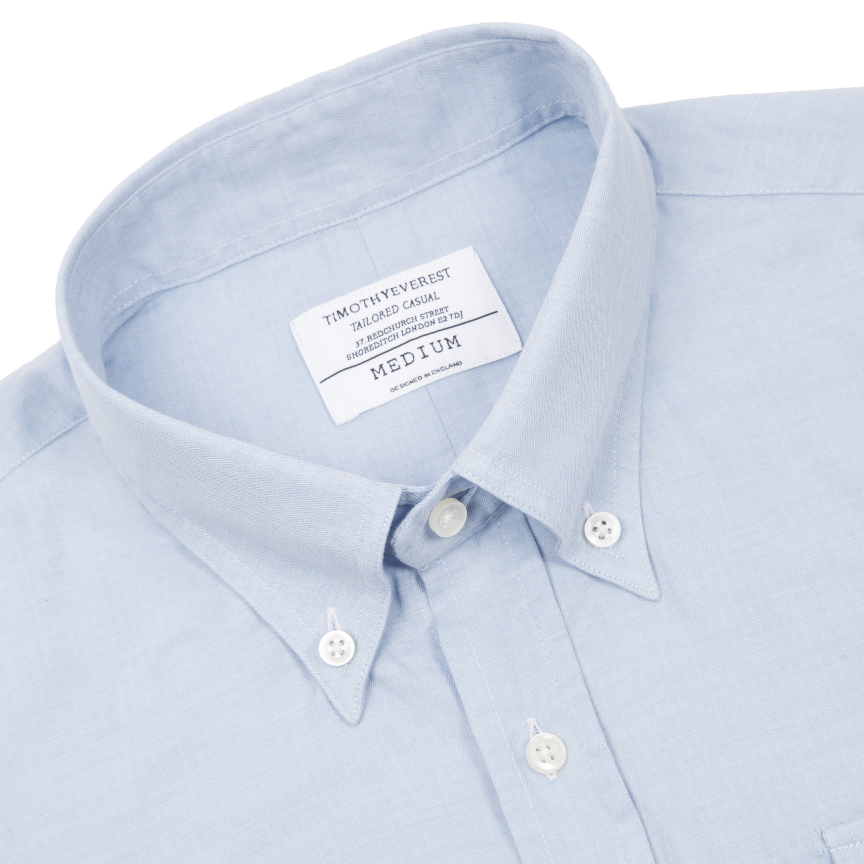 Light Blue Micro Herringbone Pen Pocket Shirt