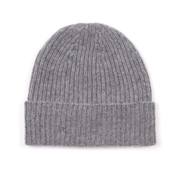 Grey Ribbed Cashmere Hat