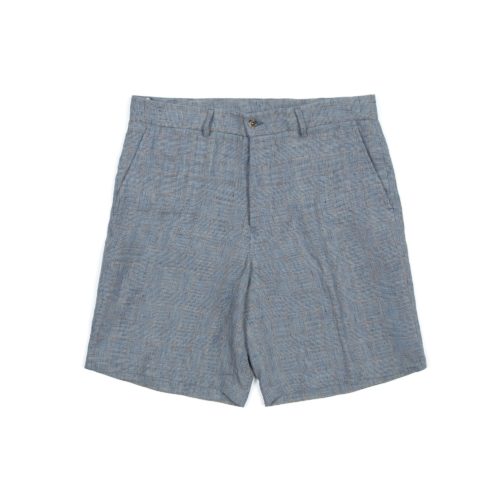 Light Blue Prince of Wales Linen Chino Shorts