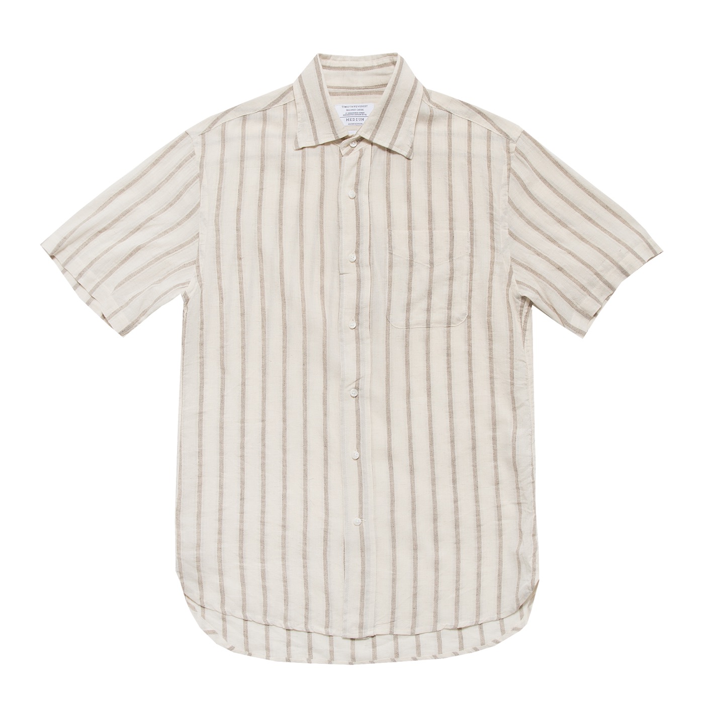 Off White Linen Cotton Blend Short Sleeved Shirt – Timothy Everest