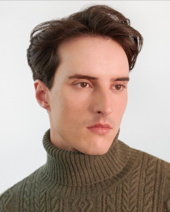 Timothy Everest Thyme Green Cable Roll Neck