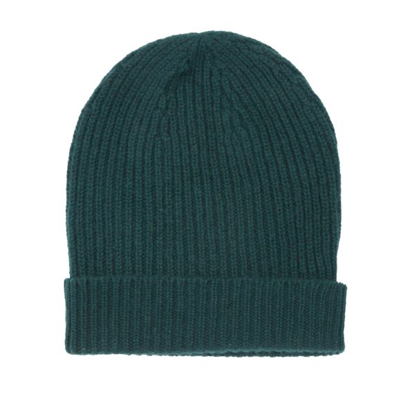 Green Ribbed Cashmere Hat