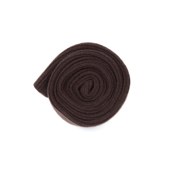 Chocolate Brown Ribbed Cashmere Scarf