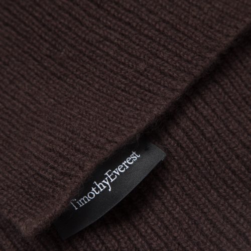 Brown Ribbed Cashmere Scarf