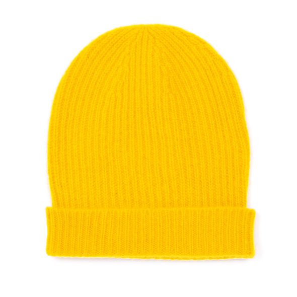 Yellow Ribbed Cashmere Hat