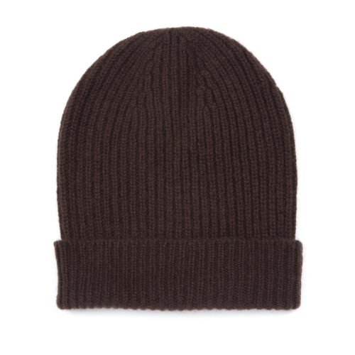 Chocolate Brown Ribbed Cashmere Hat