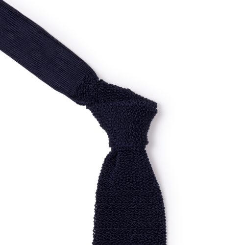 Navy Silk Knitted Tie