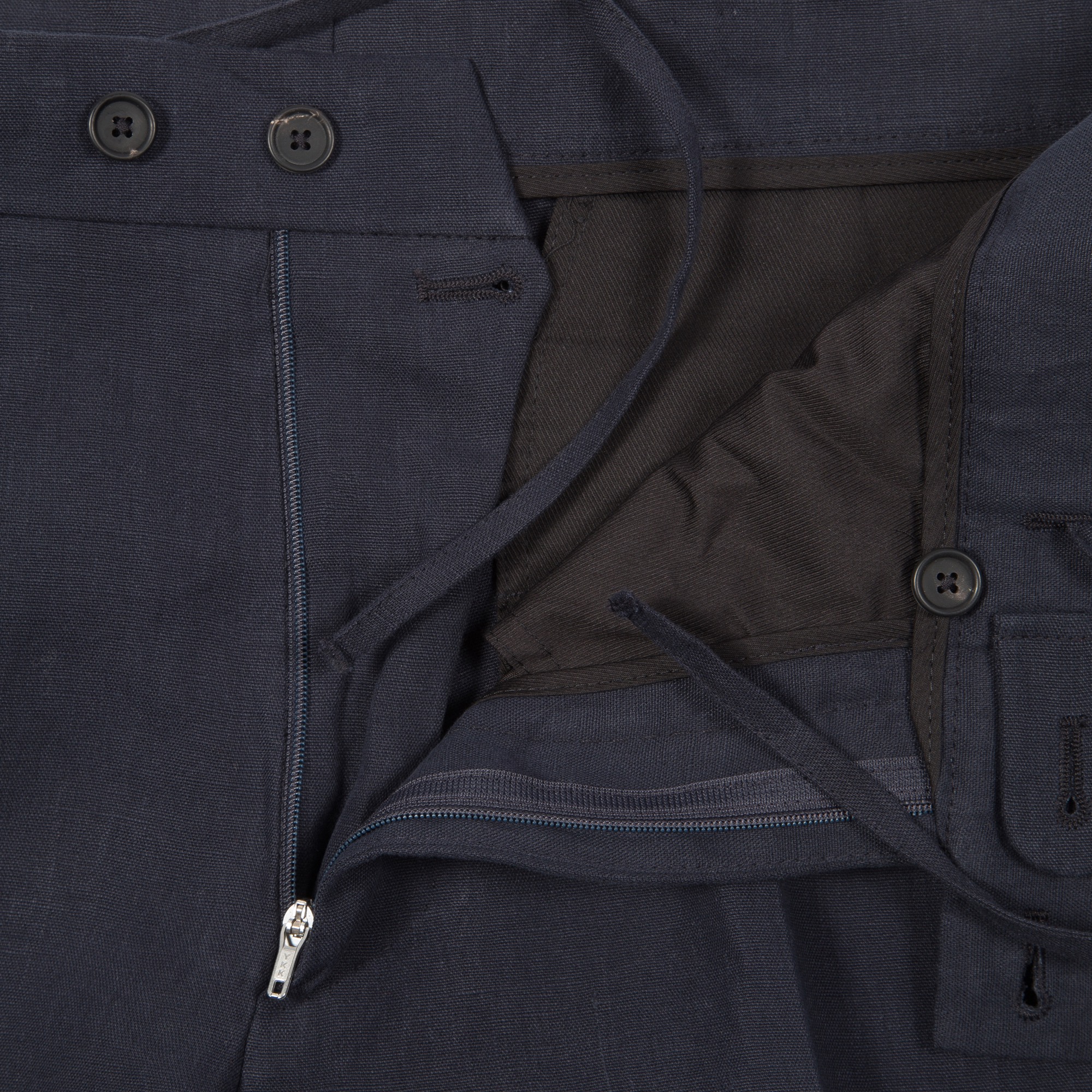 Navy Linen Drawstring Trousers | Timothy Everest