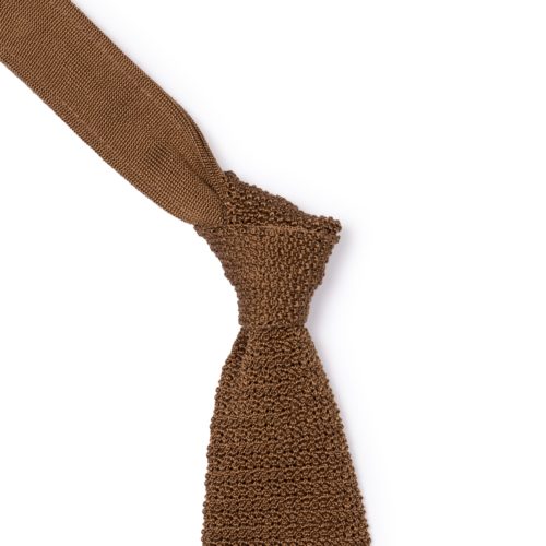 Tan Silk Knitted Tie