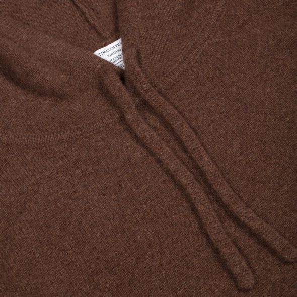 Brown Cashmere Pullover Hoodie