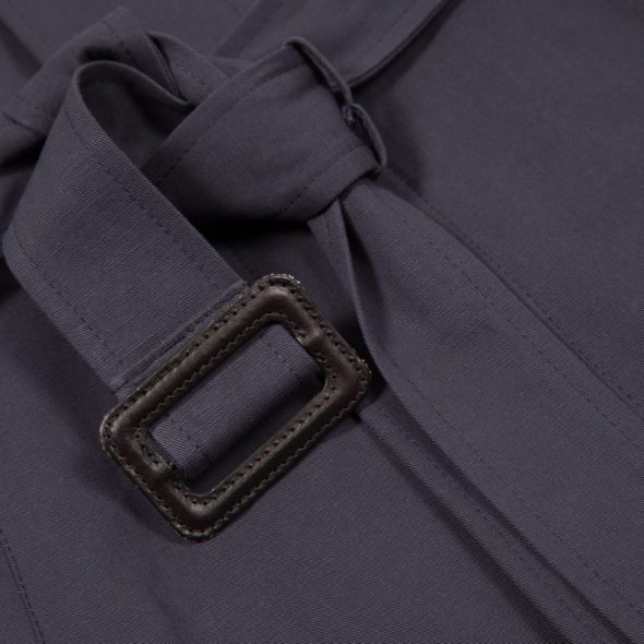 Navy Blue Cotton Linen Belted Coat