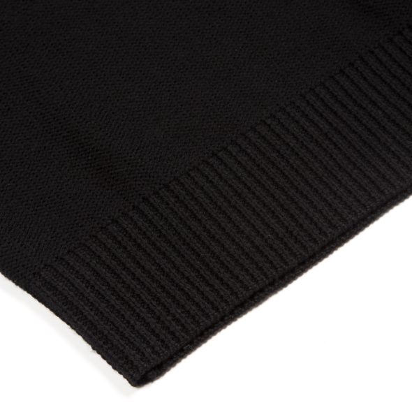 Black Merino Wool Reverse Stitch Roll Neck
