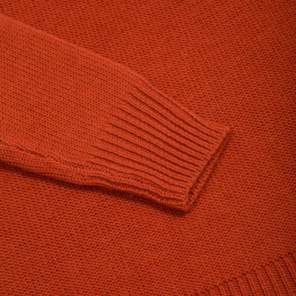 Furnace Red Merino Wool Reverse Stitch Roll Neck