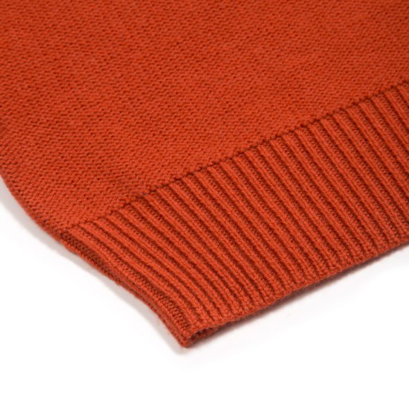 Furnace Red Merino Wool Reverse Stitch Roll Neck