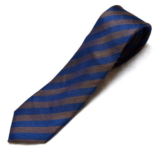 Brown/Navy Club Stripe Silk Tie
