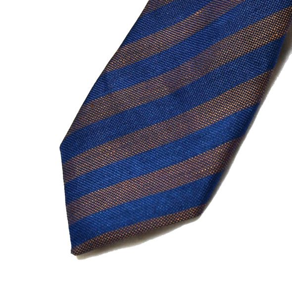 Brown/Navy Club Stripe Silk Tie