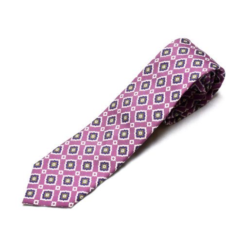 Pink Motif Pattern Silk Tie