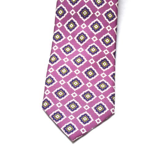 Pink Motif Pattern Silk Tie