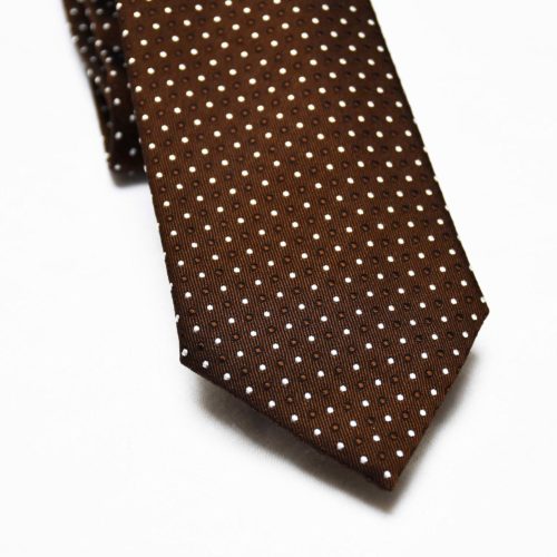 Brown Polka Dot Pattern Silk Tie