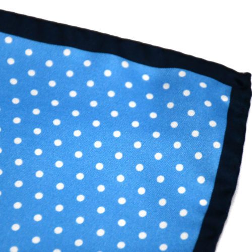 Blue Silk Polka Dot Pocket Square