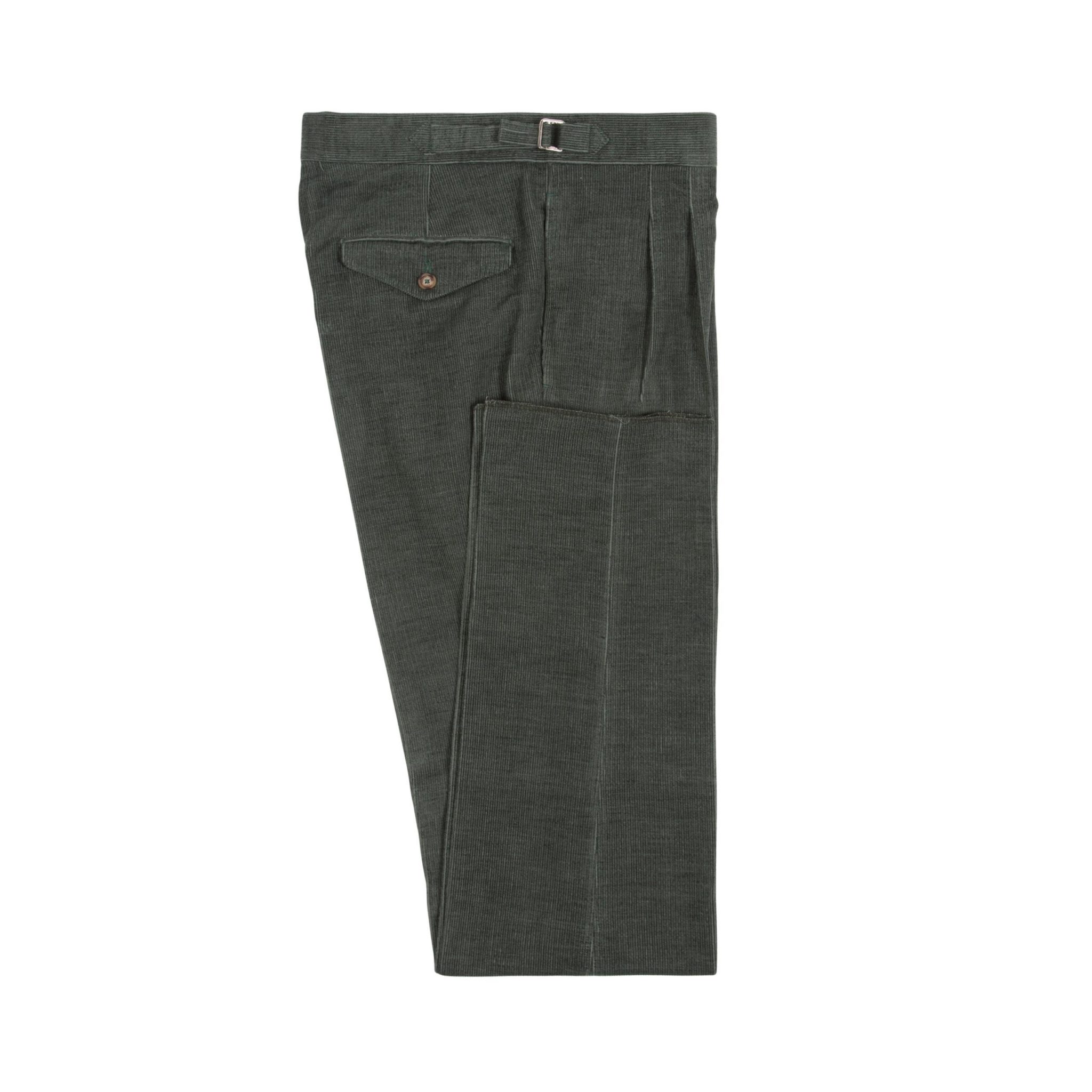 Timothy Everest Green Cord Pleated Trousers