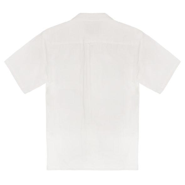 White Cotton Seersucker One Piece Cuban Collar Shirt
