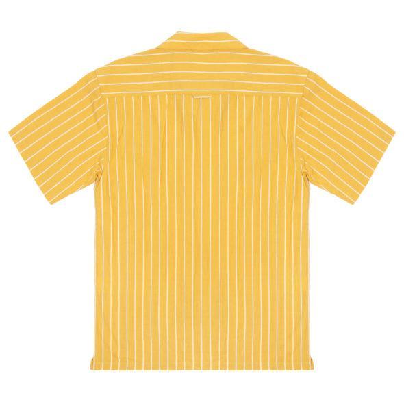 Yellow Striped Cotton One Piece Cuban Collar Shirt
