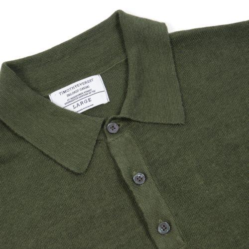 Olive Green Linen Short Sleeved Polo