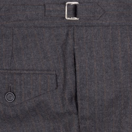 Grey Pinstripe Pleated Front Trousers