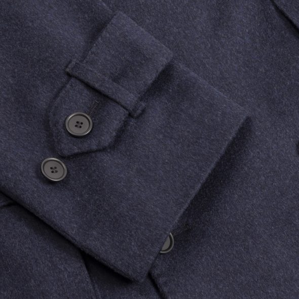 Navy Brushed Wool Double Breasted Coat