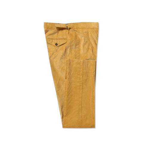 Corn Yellow Pleated Front Cord Trousers