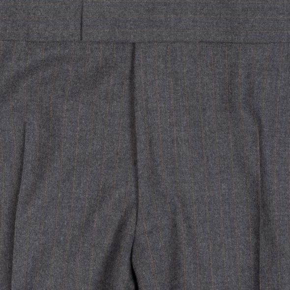 Grey Pinstripe House Block Flat Fronted Suit Trousers