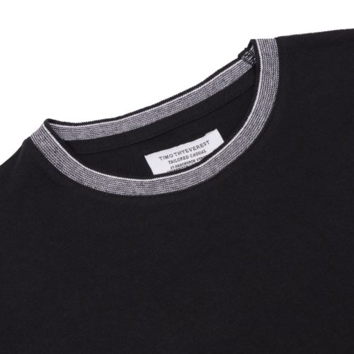 Black Rib Detail T Shirt