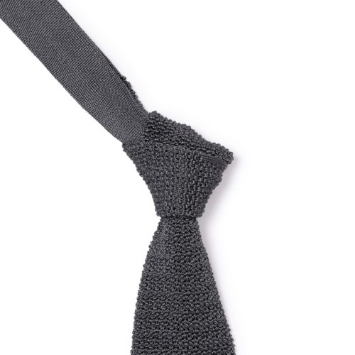 Grey Silk Knitted Tie
