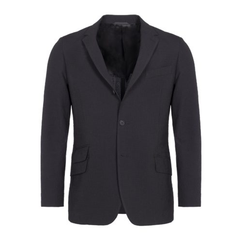 Black Wool Cotton Seersucker Windsor Jacket