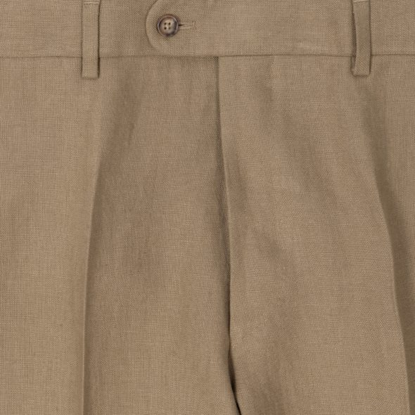 Coffee Washed Linen Pleated Trousers