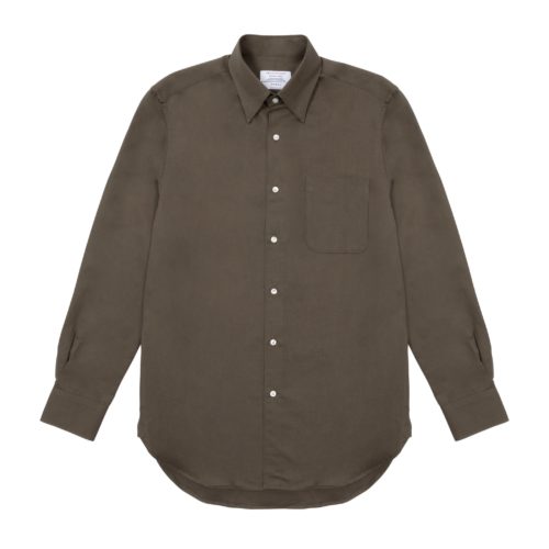Olive Cotton Linen Twill Hoxton Shirt