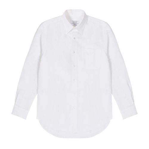 White Cotton Linen Twill Hoxton Shirt