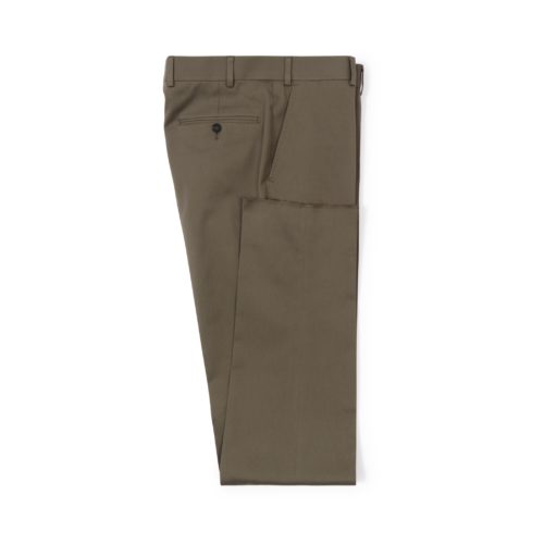 Lovat Green Cotton Drill Flat Front Trousers